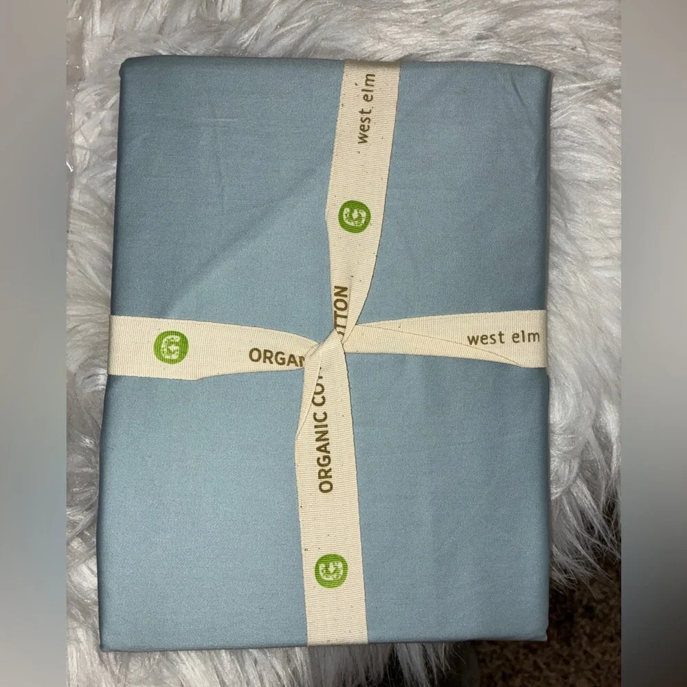 NWT West Elm Organic Cotton Blue Standard pillow covers.